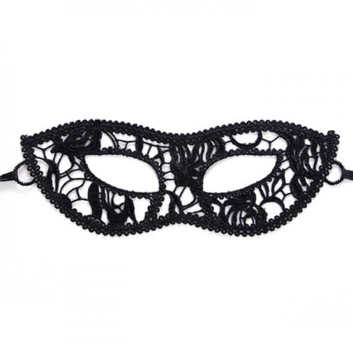 Čipkovaná čierna maska so stužkou - Bella