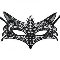 Čipkovaná čierna maska so stužkou - Caty