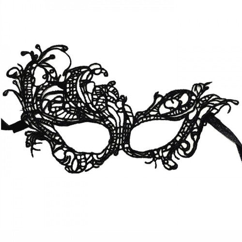 Čipkovaná čierna maska so stužkou - Eva