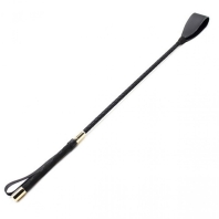 Kožený bič, pletená rukoväť, zlatá a čierna farba - 60 cm