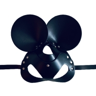 Čierna kožená maska myš, cvoky a opasok - Mickey Mouse