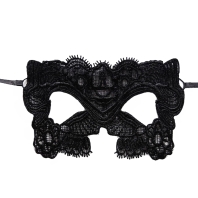 Čipkovaná čierna maska so stužkou - Inez