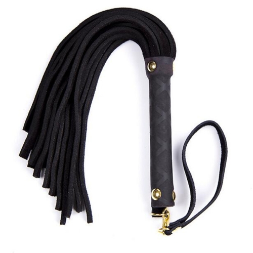 BDSM kožený čierny bič, pásy z brúsenej kože