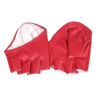 Červené kožené rukavice bez prstov