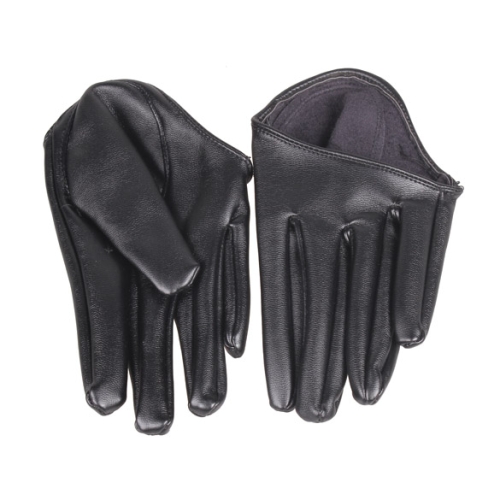Čierne kožené dámske polovičné rukavice