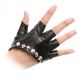 Čierne kožené rukavice bez prstov, cvoky