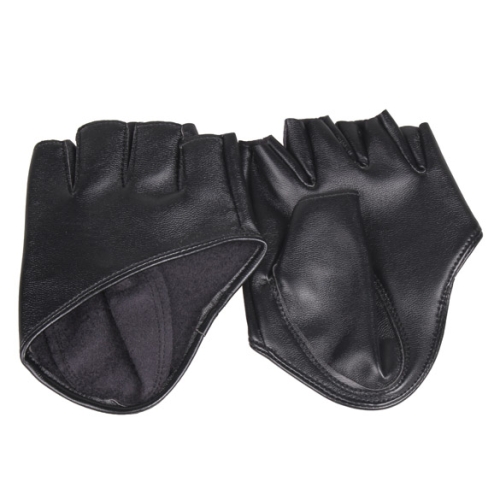 Čierne kožené rukavice bez prstov