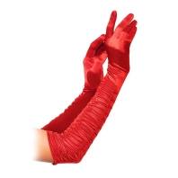 Dámske dlhé červené saténové rukavice za lakeť, vzor