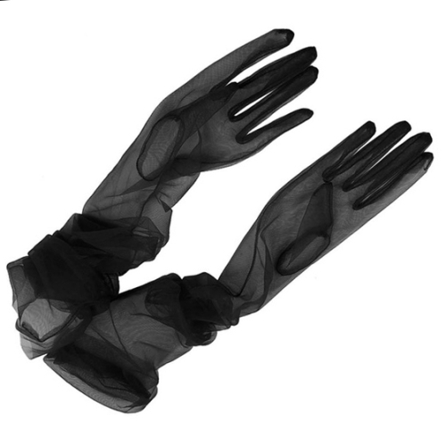 Dámske dlhé čierne čipkované rukavice za lakeť