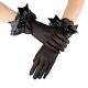 Dámske čierne, jemné čipkované rukavice, mašľa