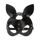 Čierna kožená maska mačka, opasok, cvoky striebornej farby