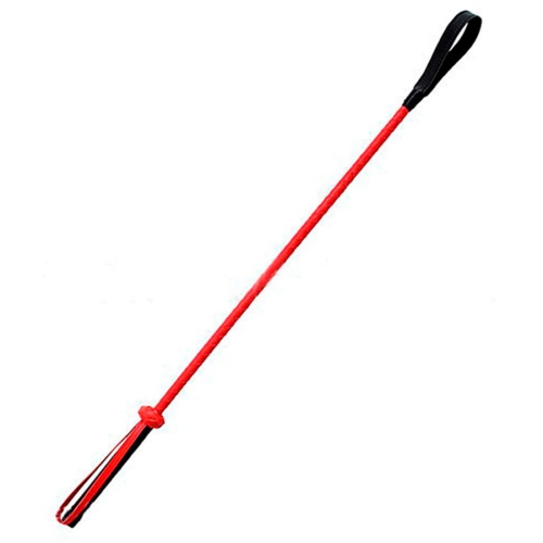 Čierno-červený kožený bič, pletený prútik a obdĺžnik
