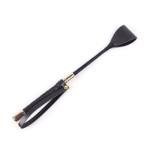 Kožený bič, pletená rukoväť, zlatá a čierna farba - 30 cm